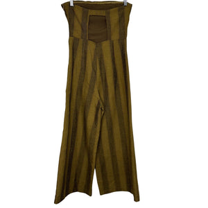 Urban Outfitters Jumpsuit Womens XS Brown Striped Wide Leg Strapless Cropped - Flair - Style