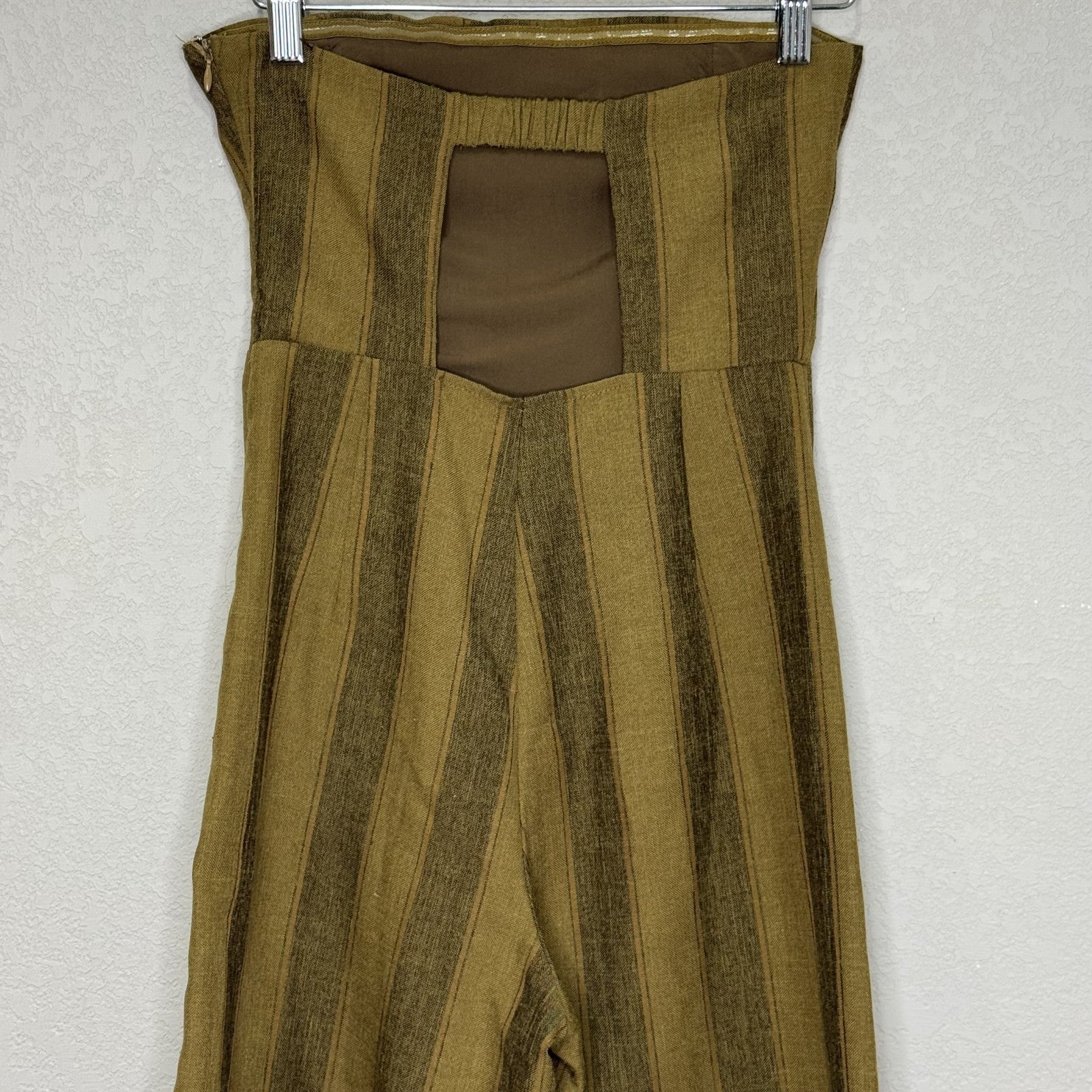 Urban Outfitters Jumpsuit Womens XS Brown Striped Wide Leg Strapless Cropped - Flair - Style