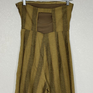 Urban Outfitters Jumpsuit Womens XS Brown Striped Wide Leg Strapless Cropped - Flair - Style