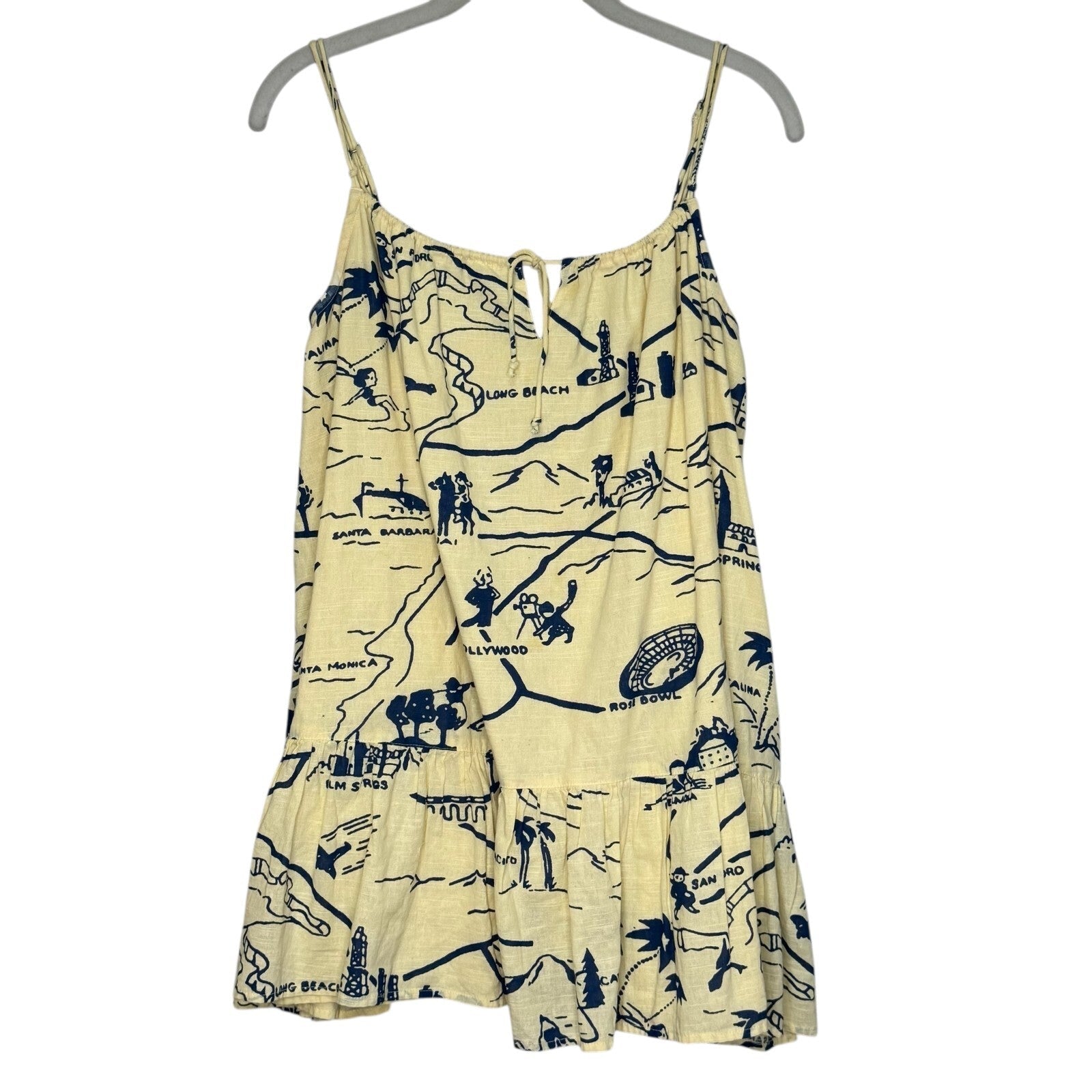 Urban Outfitters UO Nova Ruffle Dress Size Small Yellow Mini Babydoll Tunic Map - Flair - Style