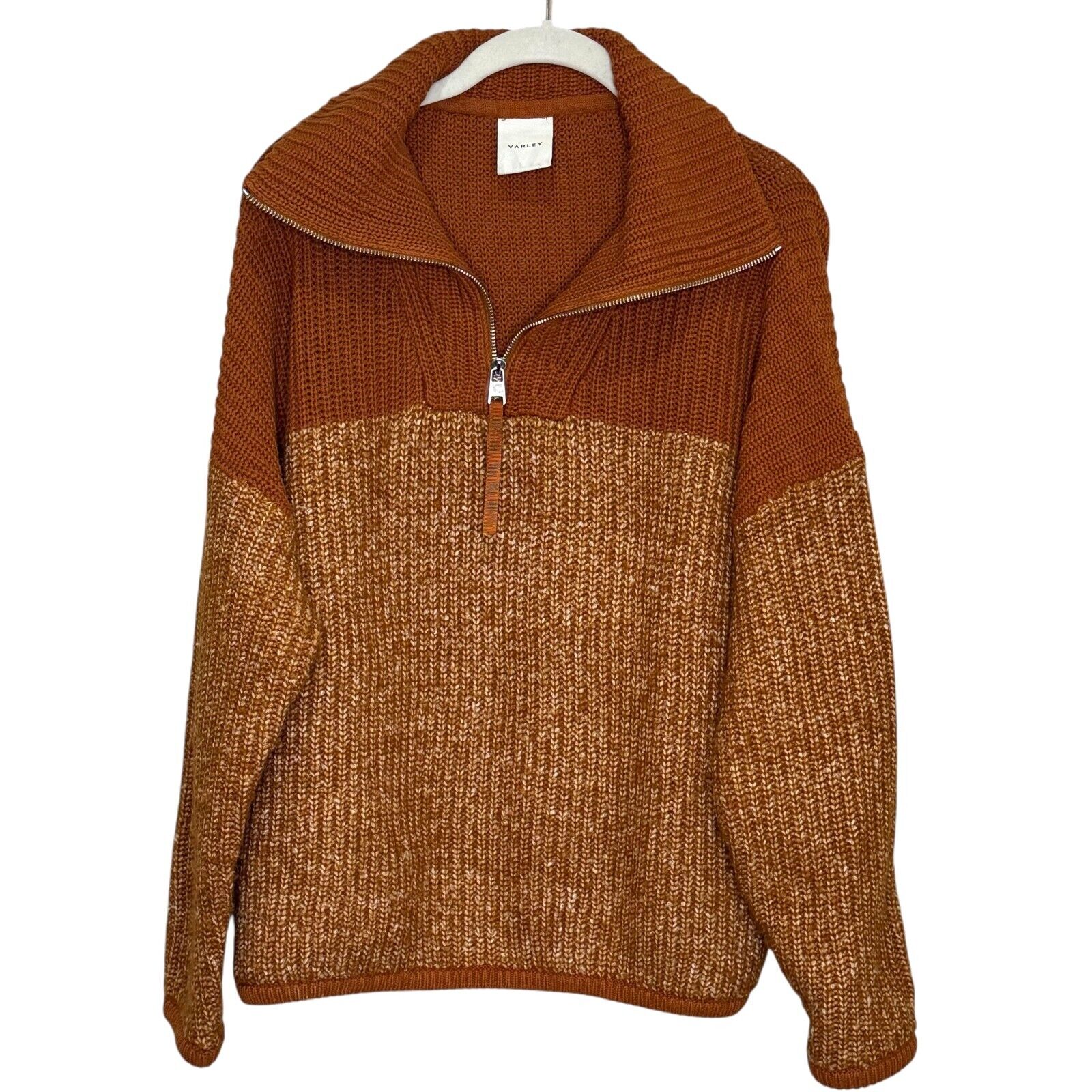 Varley Sweater Willard Knit Half Zip Sweater Size Small Rust $178 - Flair - Style