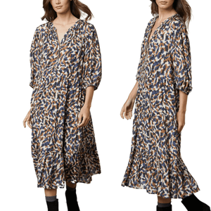 Velvet by Graham & Spencer Dress Womens Small Smudge Print Tiered Boho - Flair - Style