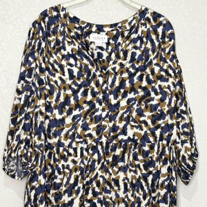 Velvet by Graham & Spencer Dress Womens Small Smudge Print Tiered Boho - Flair - Style