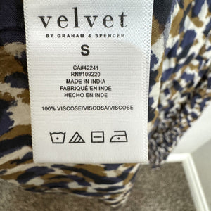 Velvet by Graham & Spencer Dress Womens Small Smudge Print Tiered Boho - Flair - Style