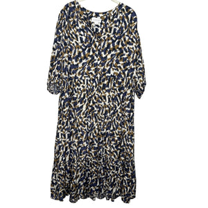 Velvet by Graham & Spencer Dress Womens Small Smudge Print Tiered Boho - Flair - Style