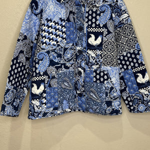 Vera Bradley Jacket Womens Large Quilted Patchwork Paisley Rooster Button Up - Flair - Style