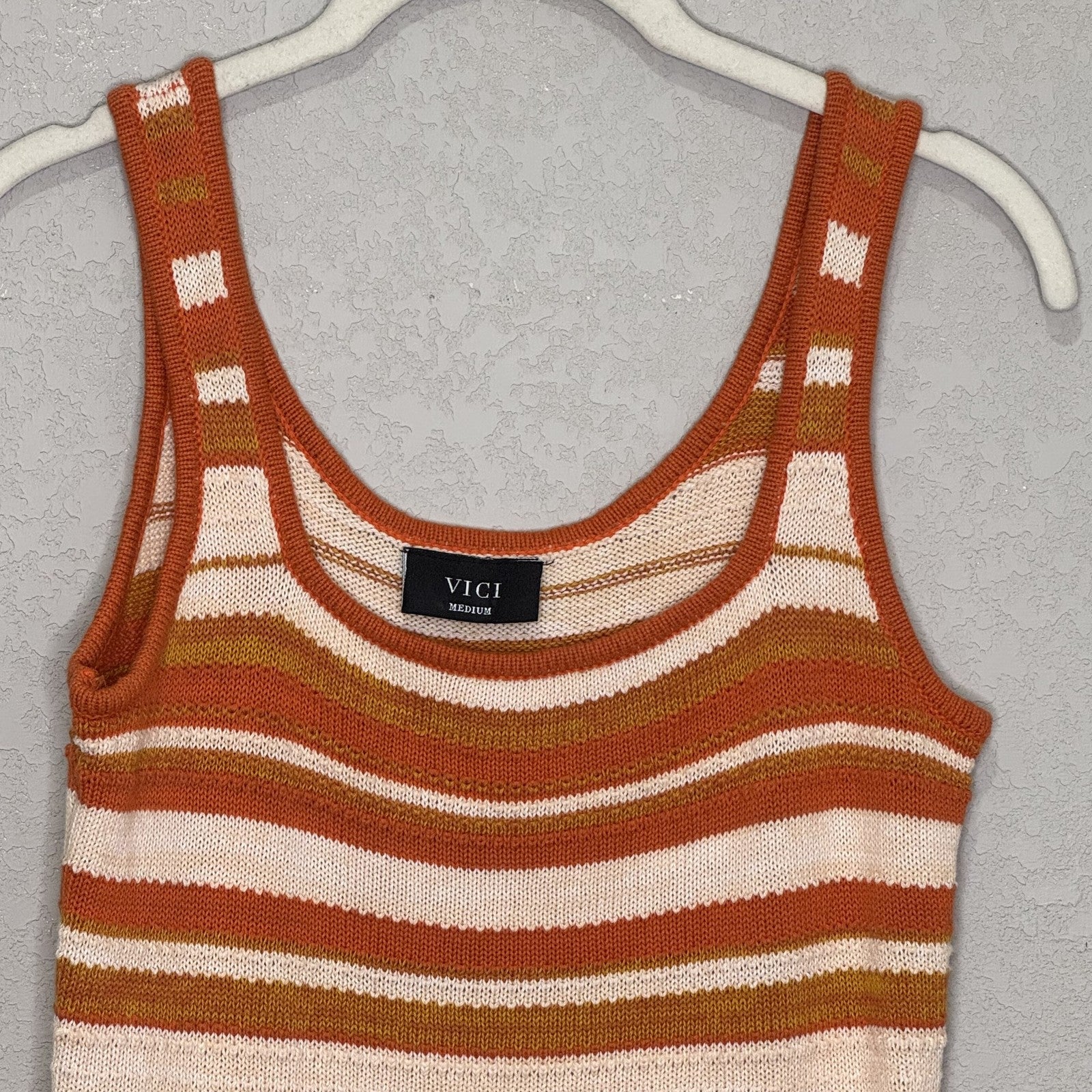 Vici Sweater Tank Top Womens Medium Striped Knit Sleeveless Pullover Casual - Flair - Style