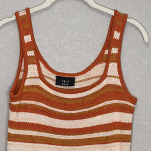 Vici Sweater Tank Top Womens Medium Striped Knit Sleeveless Pullover Casual - Flair - Style
