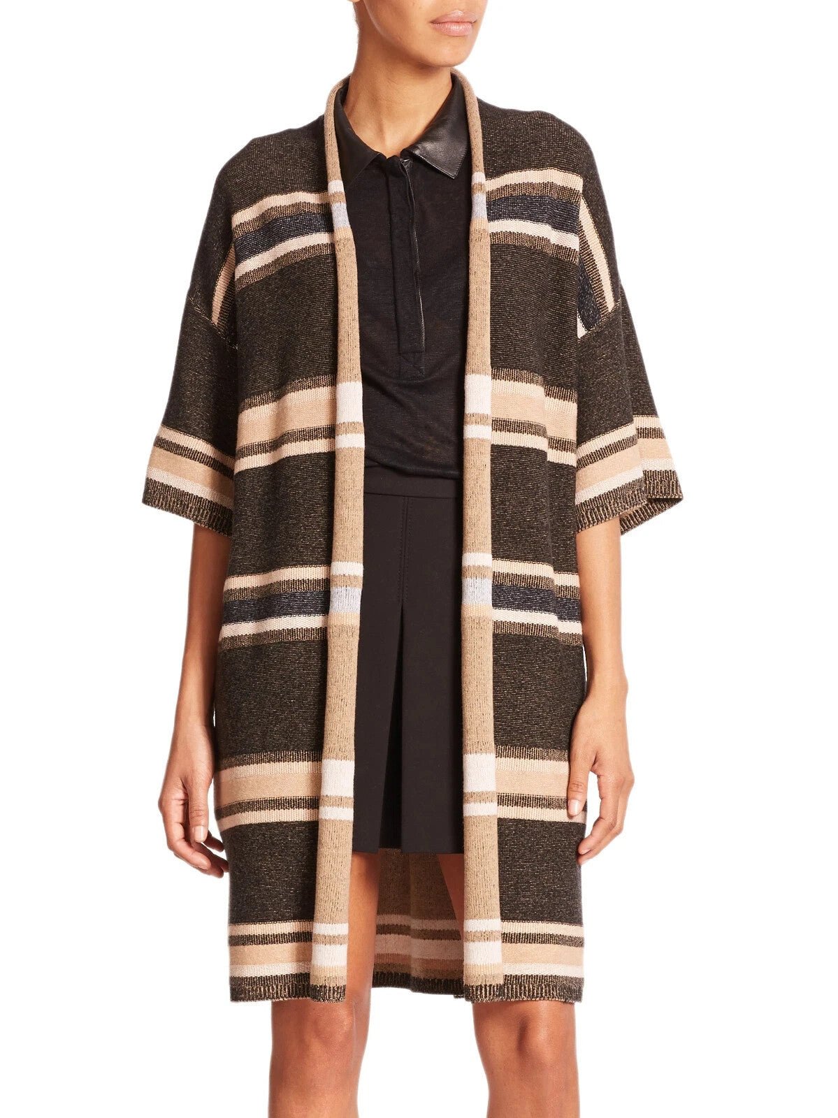 Vince Wool Cashmere Open Long Cardigan Size XS / S $445 Textured Stripe - Flair - Style