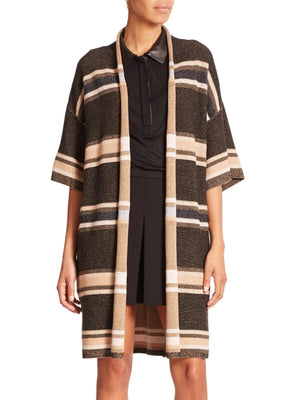Vince Wool Cashmere Open Long Cardigan Size XS / S $445 Textured Stripe - Flair - Style