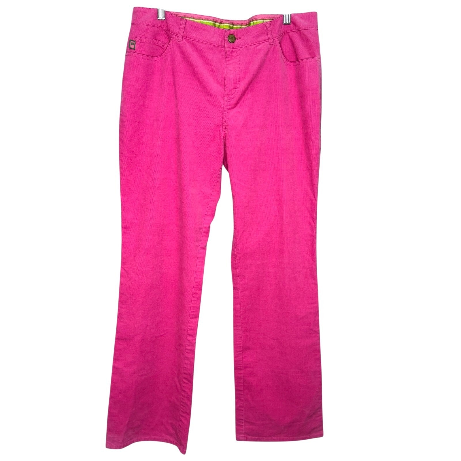 VTG Lilly Pulitzer Hot Pink Pants Size 12 Main Line Corduroy Preppy Long - Flair - Style