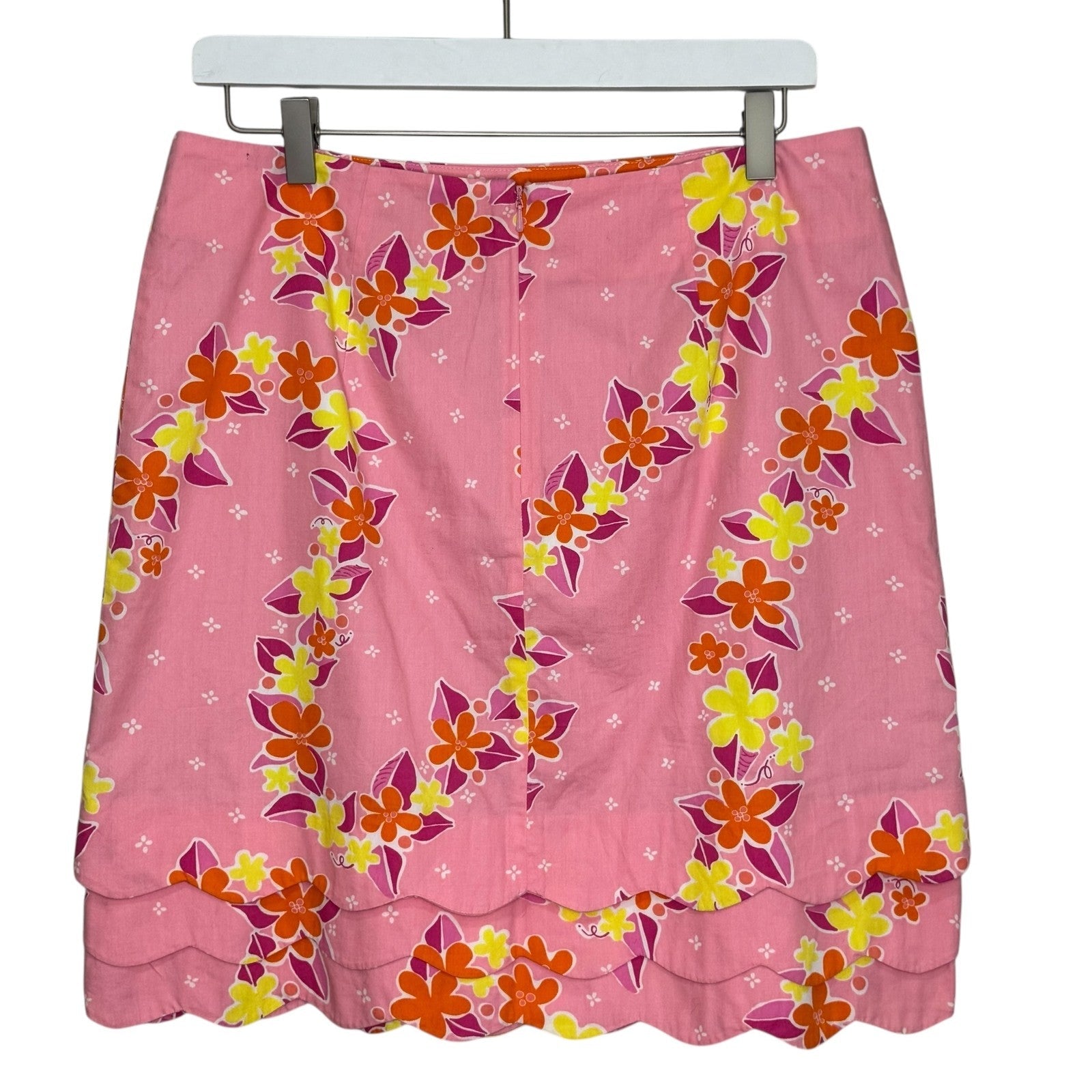 Vtg Lilly Pulitzer Skirt Size 8 Floral Scallop Hem Layered Preppy Summer Casual - Flair - Style