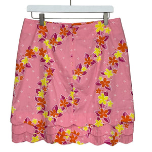 Vtg Lilly Pulitzer Skirt Size 8 Floral Scallop Hem Layered Preppy Summer Casual - Flair - Style