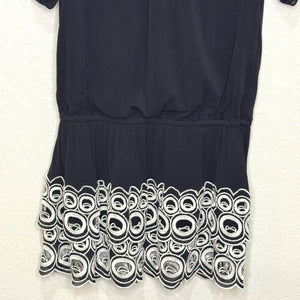 VTG Vivienne Tam Dress Y2K Petite Embroidered Zipper Trim Neckline Size 2 - Flair - Style