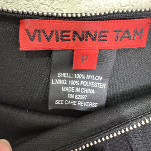 VTG Vivienne Tam Dress Y2K Petite Embroidered Zipper Trim Neckline Size 2 - Flair - Style