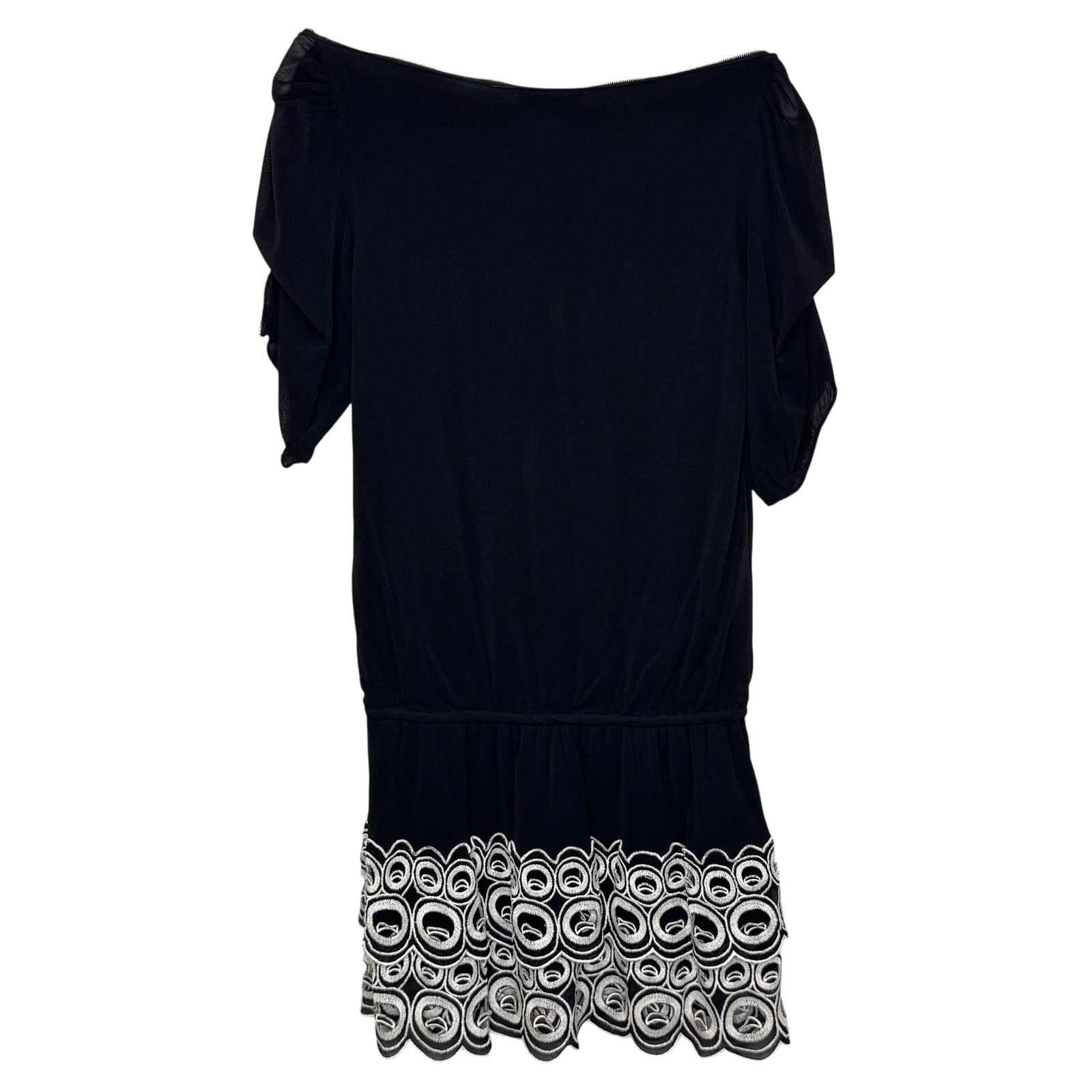 VTG Vivienne Tam Dress Y2K Petite Embroidered Zipper Trim Neckline Size 2 - Flair - Style