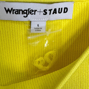 Wrangler + STAUD Tank Top Size Large NEW Yellow $145 The Overall Knit Top - Flair - Style