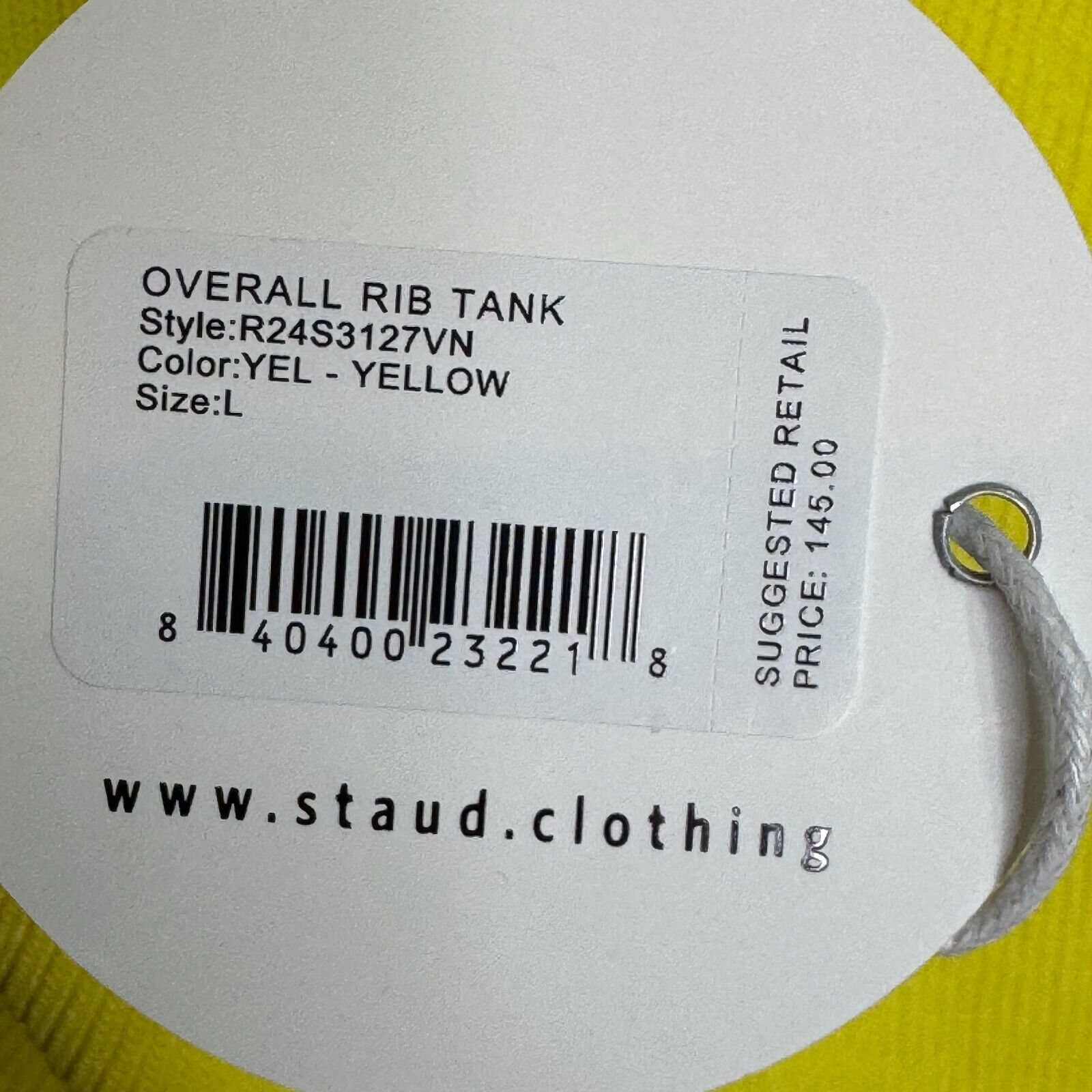 Wrangler + STAUD Tank Top Size Large NEW Yellow $145 The Overall Knit Top - Flair - Style