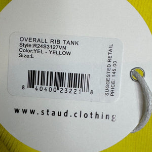 Wrangler + STAUD Tank Top Size Large NEW Yellow $145 The Overall Knit Top - Flair - Style