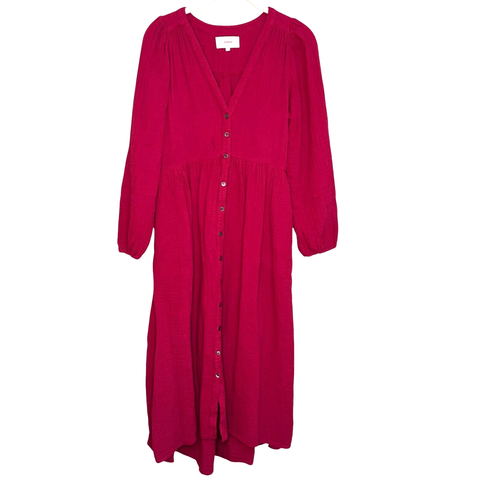 Xirena Cranberry Pink 100% Cotton Gia Midi Dress Size XS $297 - Flair - Style