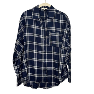 Z Supply Shirt Size Medium Clio Blue Plaid Flannel Button Up - Flair - Style