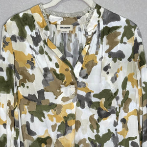 Zadig & Voltaire Size Small Tink Camou Long Sleeved High Low Blouse - Flair - Style